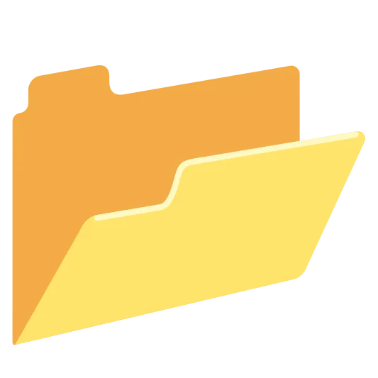 An open folder used to organize documents.