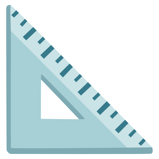 A triangular ruler used for technical drawing or measuring angles.