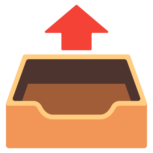 The outbox tray emoji.