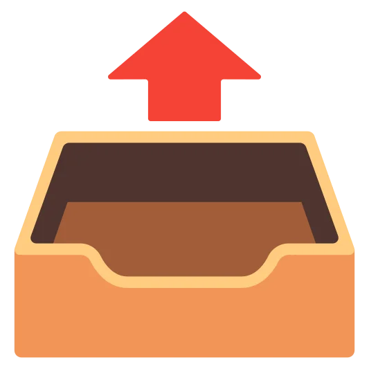 The outbox tray emoji.