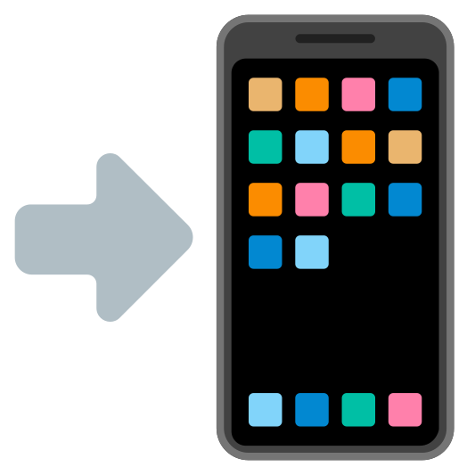 The mobile phone with arrow emoji.