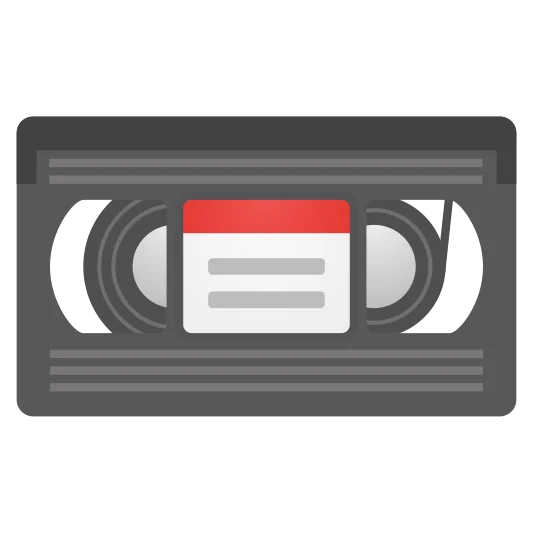 A videocassette, used for recording and playing back video content.