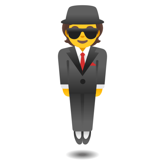 The person in suit levitating emoji.