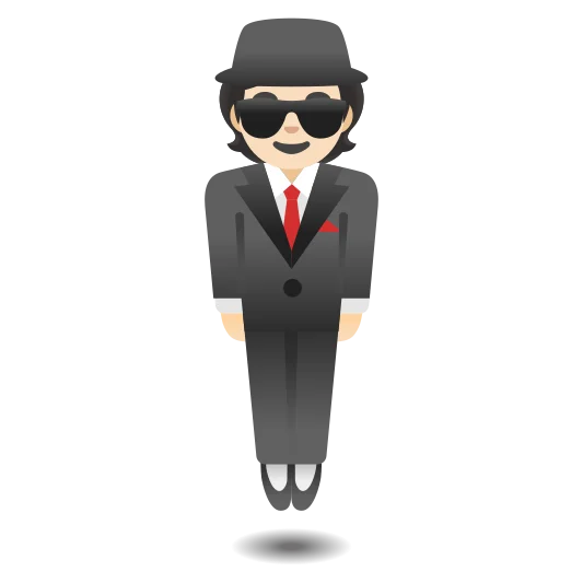 The person in suit levitating: light skin tone emoji.