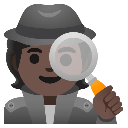 The detective: dark skin tone emoji.