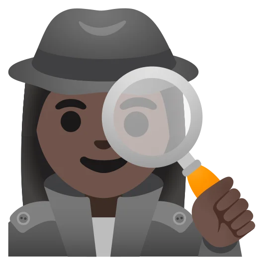 The woman detective: dark skin tone emoji.