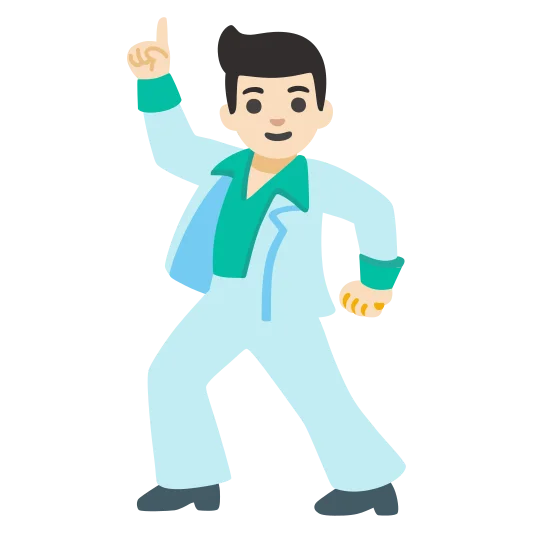 The man dancing: light skin tone emoji.
