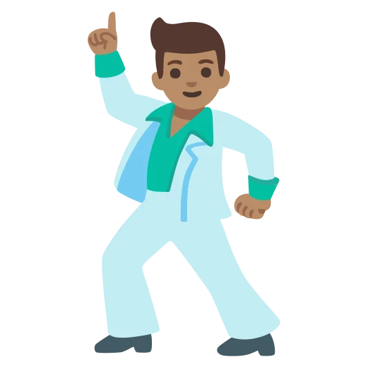 The man dancing: medium skin tone emoji.