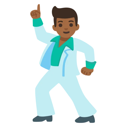 The man dancing: medium-dark skin tone emoji.
