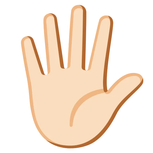 The hand with fingers splayed: light skin tone emoji.
