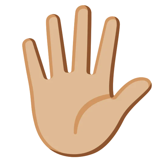 The hand with fingers splayed: medium-light skin tone emoji.
