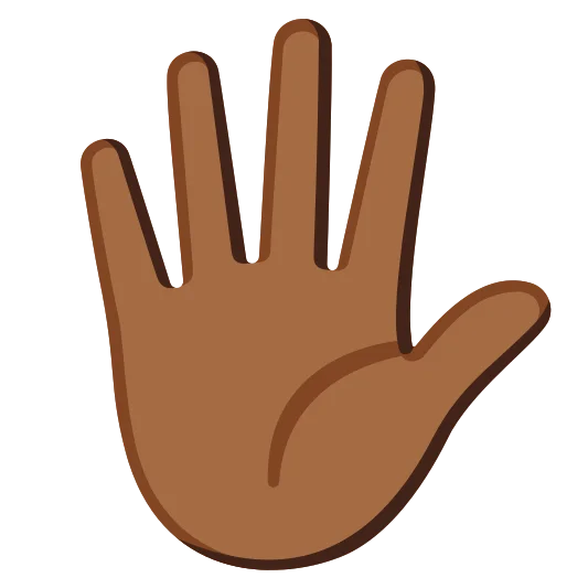 The hand with fingers splayed: medium-dark skin tone emoji.