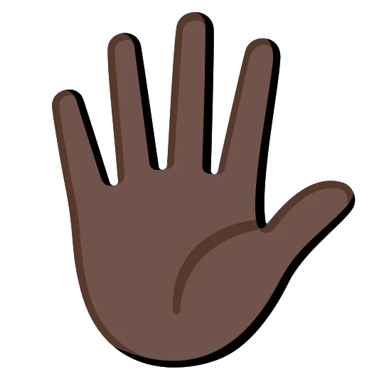 The hand with fingers splayed: dark skin tone emoji.