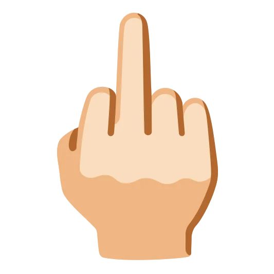 The middle finger: light skin tone emoji.