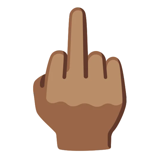 The middle finger: medium skin tone emoji.