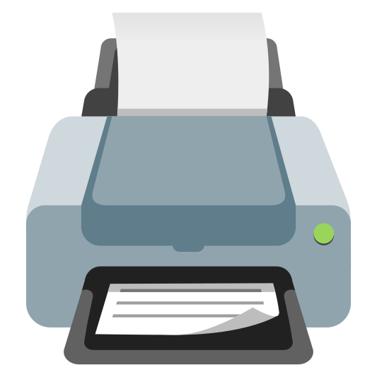 A printer, used to produce physical copies of digital documents.