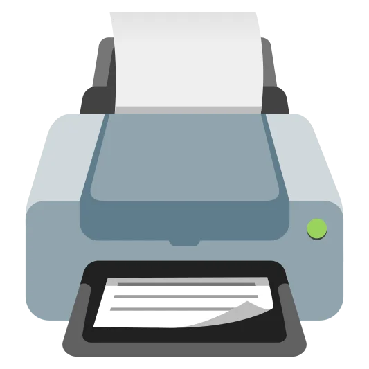 A printer, used to produce physical copies of digital documents.