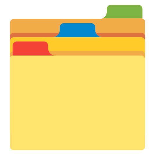Card index dividers used for organizing information.