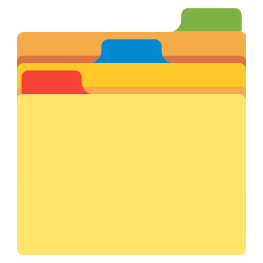 Card index dividers used for organizing information.