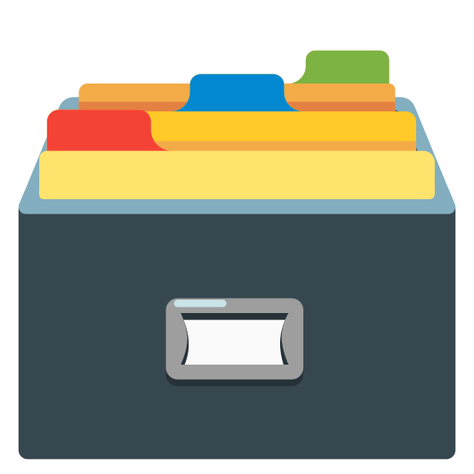 A box used to store index cards or other small items.