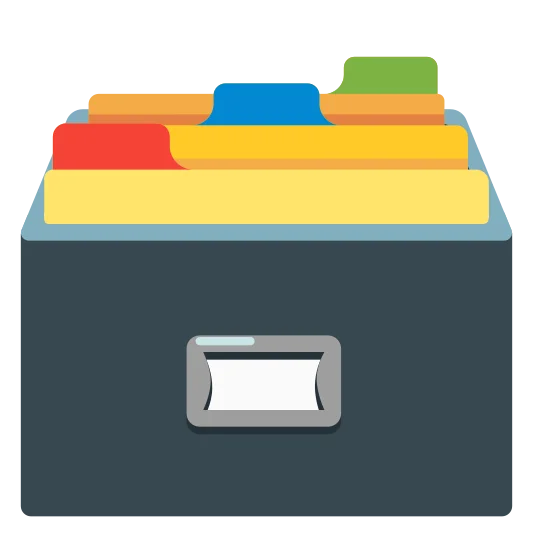 A box used to store index cards or other small items.