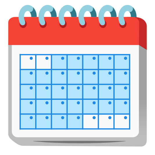 A spiral-bound calendar used to keep track of dates and events.