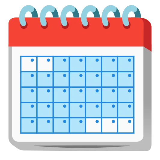 A spiral-bound calendar used to keep track of dates and events.