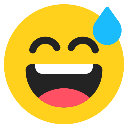 The grinning face with sweat emoji.