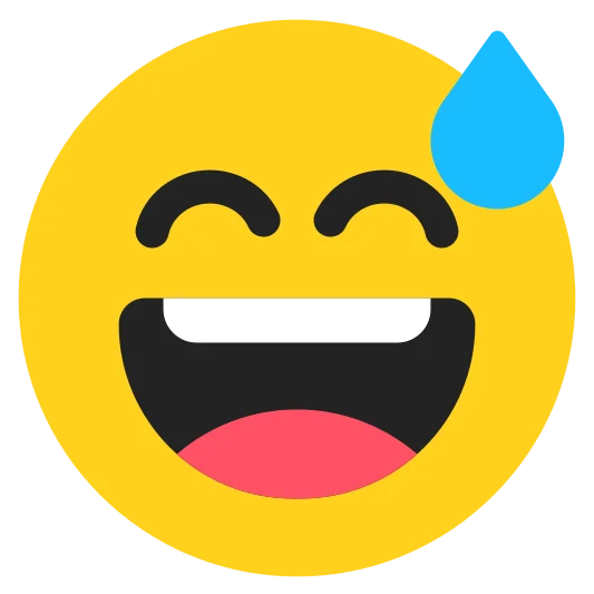 The grinning face with sweat emoji.