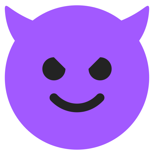 The smiling face with horns emoji.
