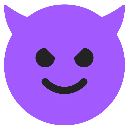 The smiling face with horns emoji.