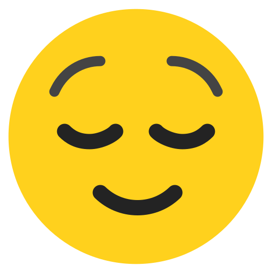 The relieved face emoji.