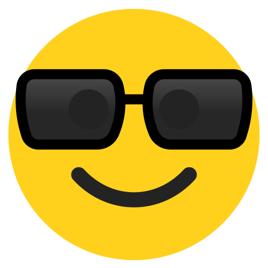 The smiling face with sunglasses emoji.