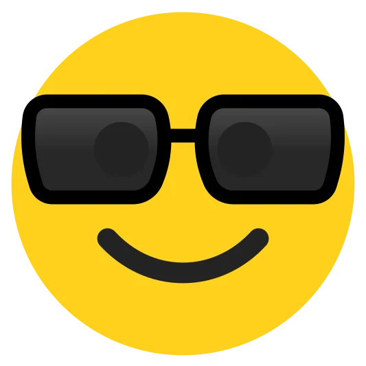 The smiling face with sunglasses emoji.