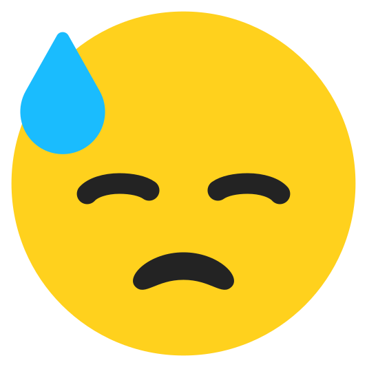 The downcast face with sweat emoji.