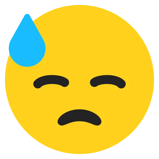 The downcast face with sweat emoji.