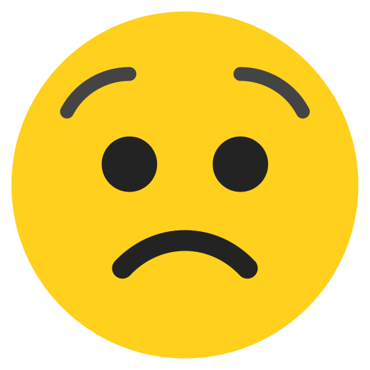 The worried face emoji.