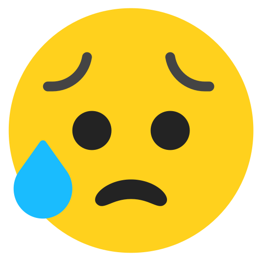 The sad but relieved face emoji.