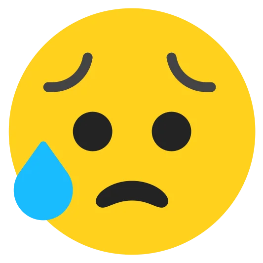 The sad but relieved face emoji.