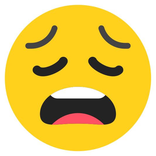 The weary face emoji.