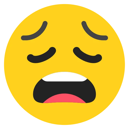 The weary face emoji.