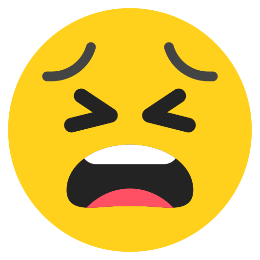The tired face emoji.