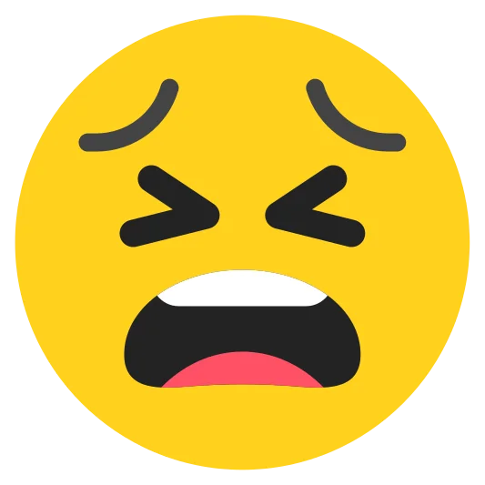 The tired face emoji.