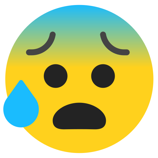 The anxious face with sweat emoji.