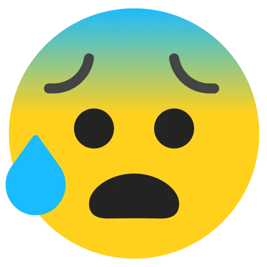The anxious face with sweat emoji.