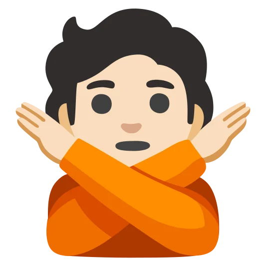 The person gesturing no: light skin tone emoji.