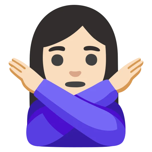 The woman gesturing no: light skin tone emoji.