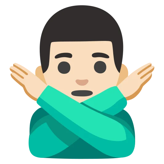 The man gesturing no: light skin tone emoji.