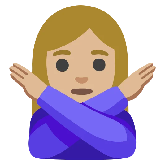 The woman gesturing no: medium-light skin tone emoji.