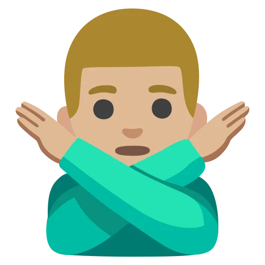 The man gesturing no: medium-light skin tone emoji.